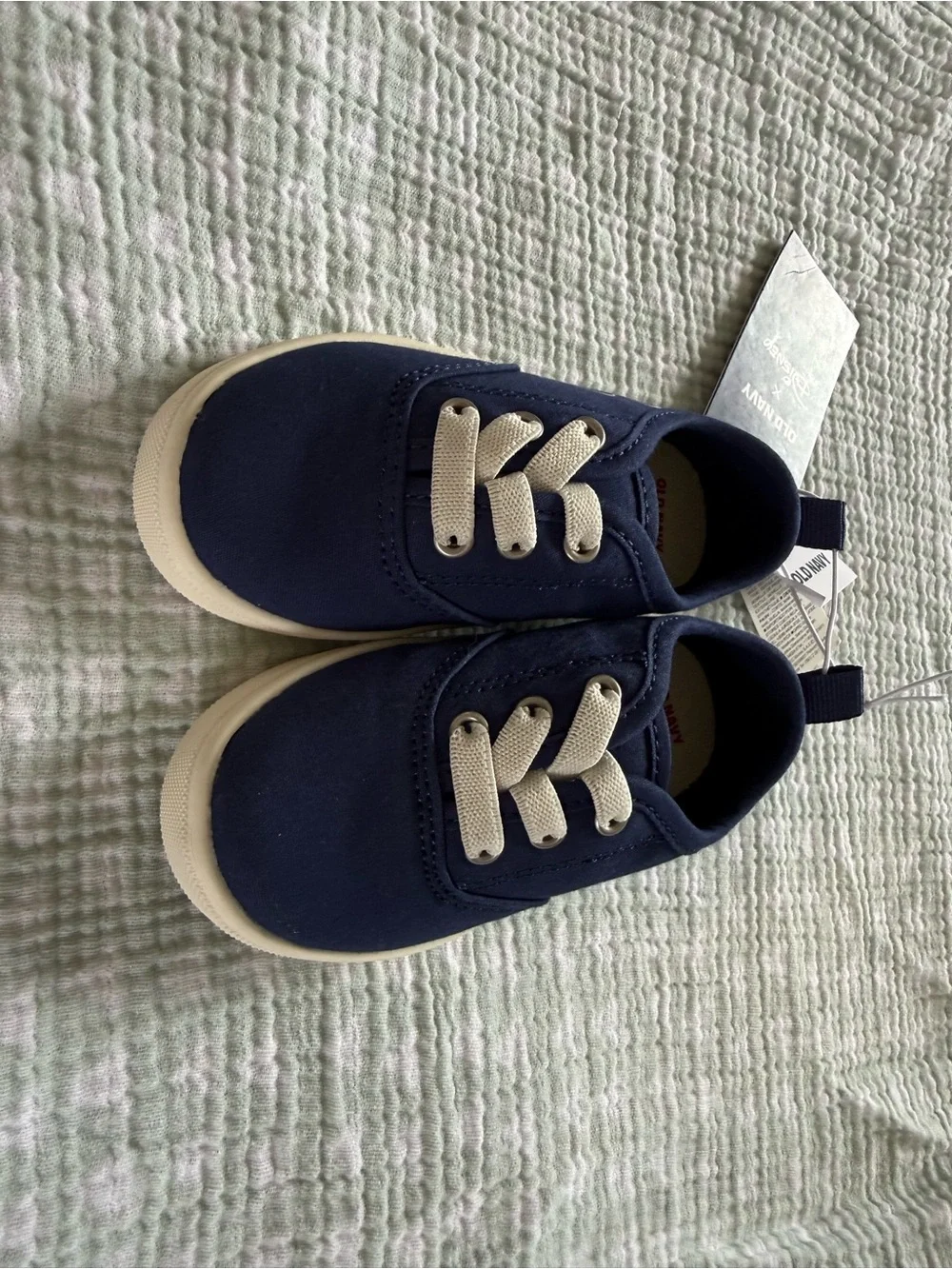 Kids Navy Canvas Sneakers with Mickey Accent